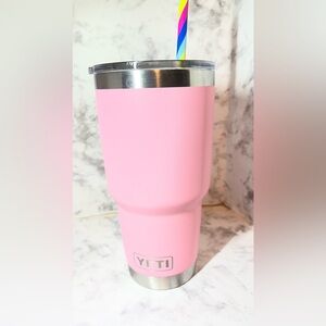 YETI Pink Tumbler with Stainless Steel Lid